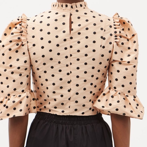 NEW Batsheva Beige Silk Crop Top - Picture 6 of 10